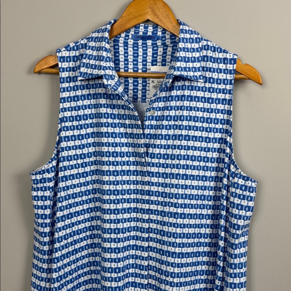 J. McLaughlin Negin Blue Button Up Shirt Dress. Size XL. - Picture 2 of 10